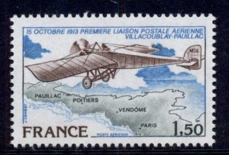 France-1978-Air-Mail-Vintage-Plane-MUH