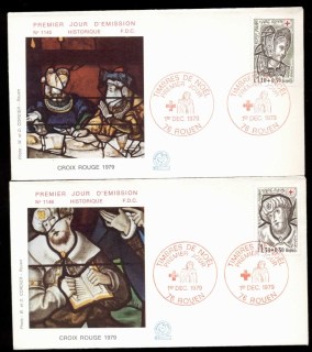 France-1979-Red-Cross-2x-FDCFDC