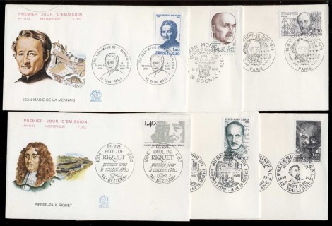 France-1980-Famous-Men-Women-6x-FDC