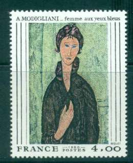 France-1980-Painting-Woman-with-Blue-Eyes-MUH-lot45484