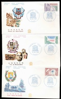 France-1980-UNESCO-3x-FDC