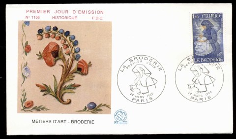 France-1980-Woman-Embroidering-FDC