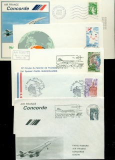 France-1980s-Concorde-Assorted-Flight-Anniversary-covers-5-items