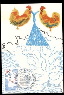 France-1981-Child-Watering-Smiling-Map-of-France-Maxicard