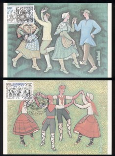 France-1981-Europa-Folkdances-2x-Maxicards