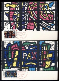 France-1981-Red-Cross-Stained-Glass-Windows-2x-Maxicards