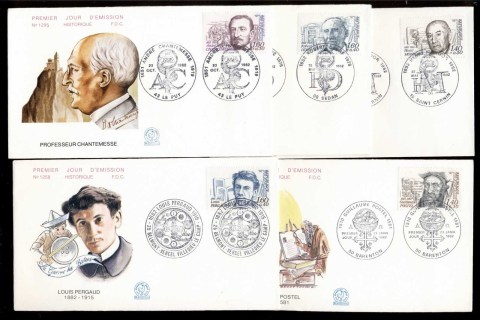 France-1982-Famous-Men-Women-5x-FDC