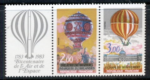 France-1983-Manned-Flight-Bicentenary-label-MUH