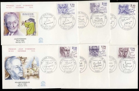 France-1985-Famous-Men-Women-6x-FDC