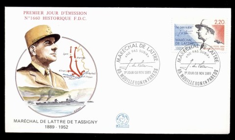 France-1989-Marshal-De-Lattre-de-Tassigny-FDC