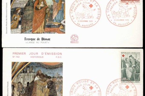France-1970-Red-Cross-2x-FDC