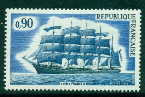 France-1973-Five-mast-Sailing-Ship-MLH-Lot29148