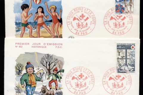 France-1974-Red-Cross-2x-FDC