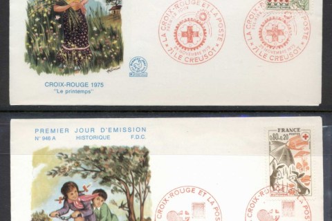 France-1975-Red-Cross-2x-FDC