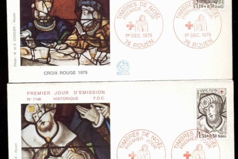 France-1979-Red-Cross-2x-FDCFDC