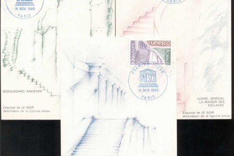 France-1980-UNESCO-Buildings-3x-Maxicards