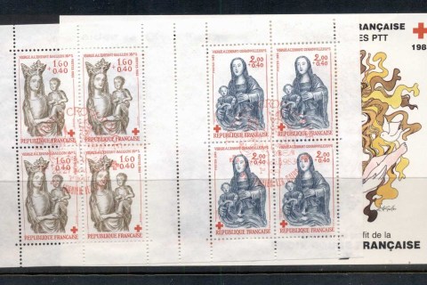 France-1983-Red-Cross-Virgin-with-Child-booklet-pane-cover-FU