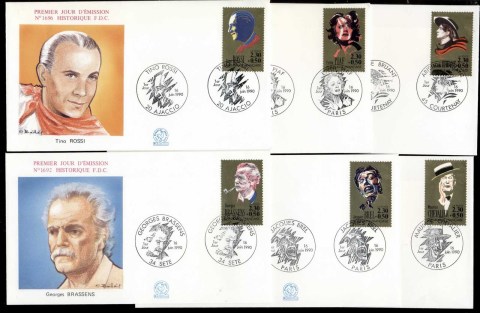 France-1990-Famous-Men-Women-6x-FDC