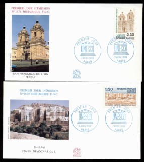 France-1990-UNESCO-2x-FDC