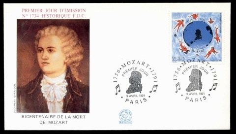 France-1991-Mozart-Death-Bicentenary-FDC