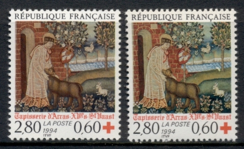 France-1994-red-Cross-Arro-Tapestry-2-perfs-MUH