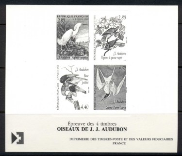 France-1995-Auydubon-Birds-black-proof-MUH