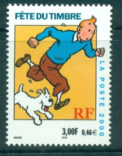 France-2000-3f-Tintin-Stamp-Day-MUH-lot36062