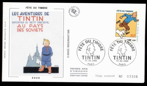 France-2000-Stamp-day-Tintin-FDC