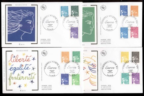 France-2001-Marianne-Euros-4x-FDC