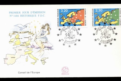 France-1990-Council-of-Europe-FDC