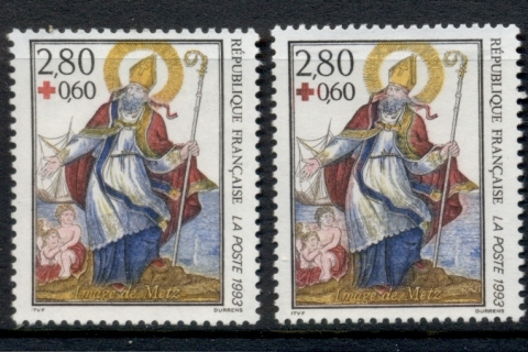 France-1993-Red-Cross-St-Nicholas-2-perfs-MUH