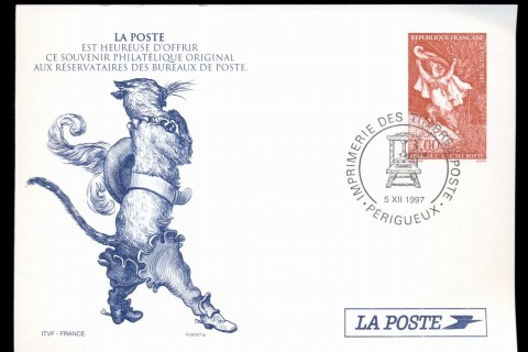 France-1997-Puss-in-boots-postal-card-FDC