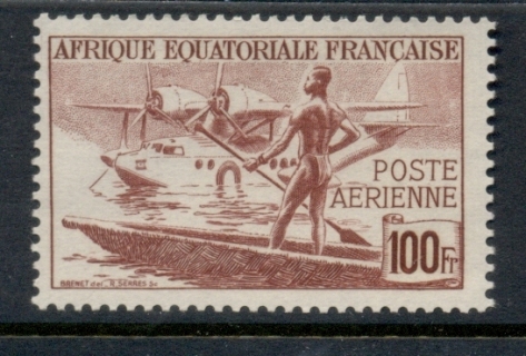 French Equatorial Africa 1943 Sikorsky Seaplane 100f , Vichy unissued