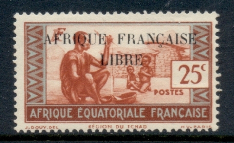 French Equatorial Africa 1940-41 Pictorials Opt Libre 25c B.