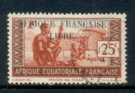 French Equatorial Africa 1940-41 Pictorials Opt Libre 25c B.