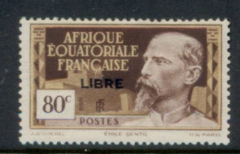 French Equatorial Africa 1940-41 Pictorials Opt Libre 80c B.