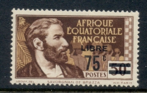 French Equatorial Africa 1940 Pictorials Opt Libre Surch 75c on 50c B.