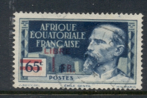 French Equatorial Africa 1940 Pictorials Opt Libre Surch 1f on 65c C.