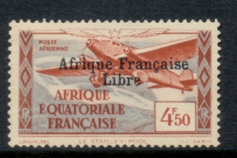 French Equatorial Africa 1940-41 Air Post Planes Opt Libre 4.50f