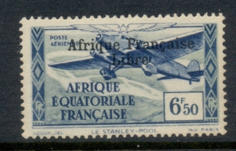 French Equatorial Africa 1940-41 Air Post Planes Opt Libre 6.50f