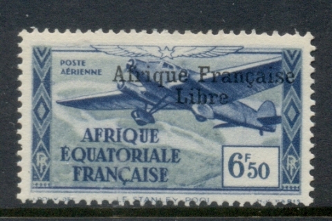 French Equatorial Africa 1940-41 Air Post Planes Opt Libre 6.50f