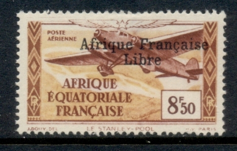 French Equatorial Africa 1940-41 Air Post Planes Opt Libre 8.50f