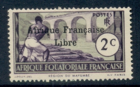 French Equatorial Africa 1940-41 Pictorials Opt Libre 2c B.