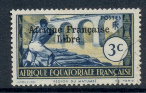 French Equatorial Africa 1940-41 Pictorials Opt Libre 3c B.