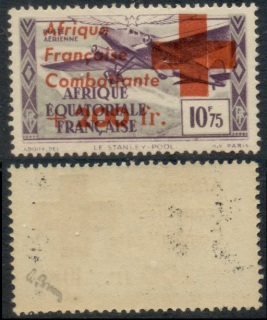 French Equatorial Africa 1943 Airmail 10.75f Surch 200f Afrique Francaise Combatante