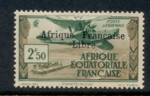 French Equatorial Africa 1940-41 Airmail Opt. Afrique Francais Libre 2.50f