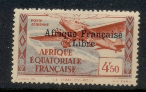 French Equatorial Africa 1940-41 Airmail Opt. Afrique Francais Libre 4.50f