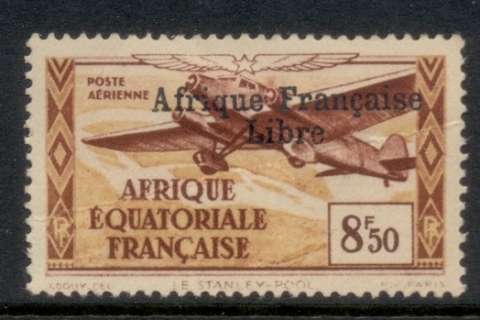 French Equatorial Africa 1940-41 Airmail Opt. Afrique Francais Libre 8.50f