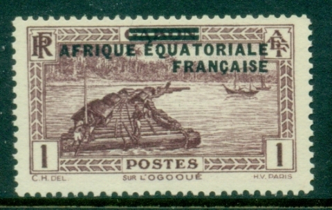 French Equatorial Africa 1936 Pictorial, Opt on Gabon 1c