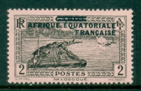 French Equatorial Africa 1936 Pictorial, Opt on Gabon 2c